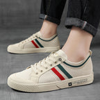 Men's Striped Canvas Sneakers — Griffin Lace-Up Low-Top Casual
