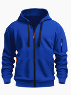 Men's Hooded Jacket with Zip-Up Front & Multi-Pocket Design