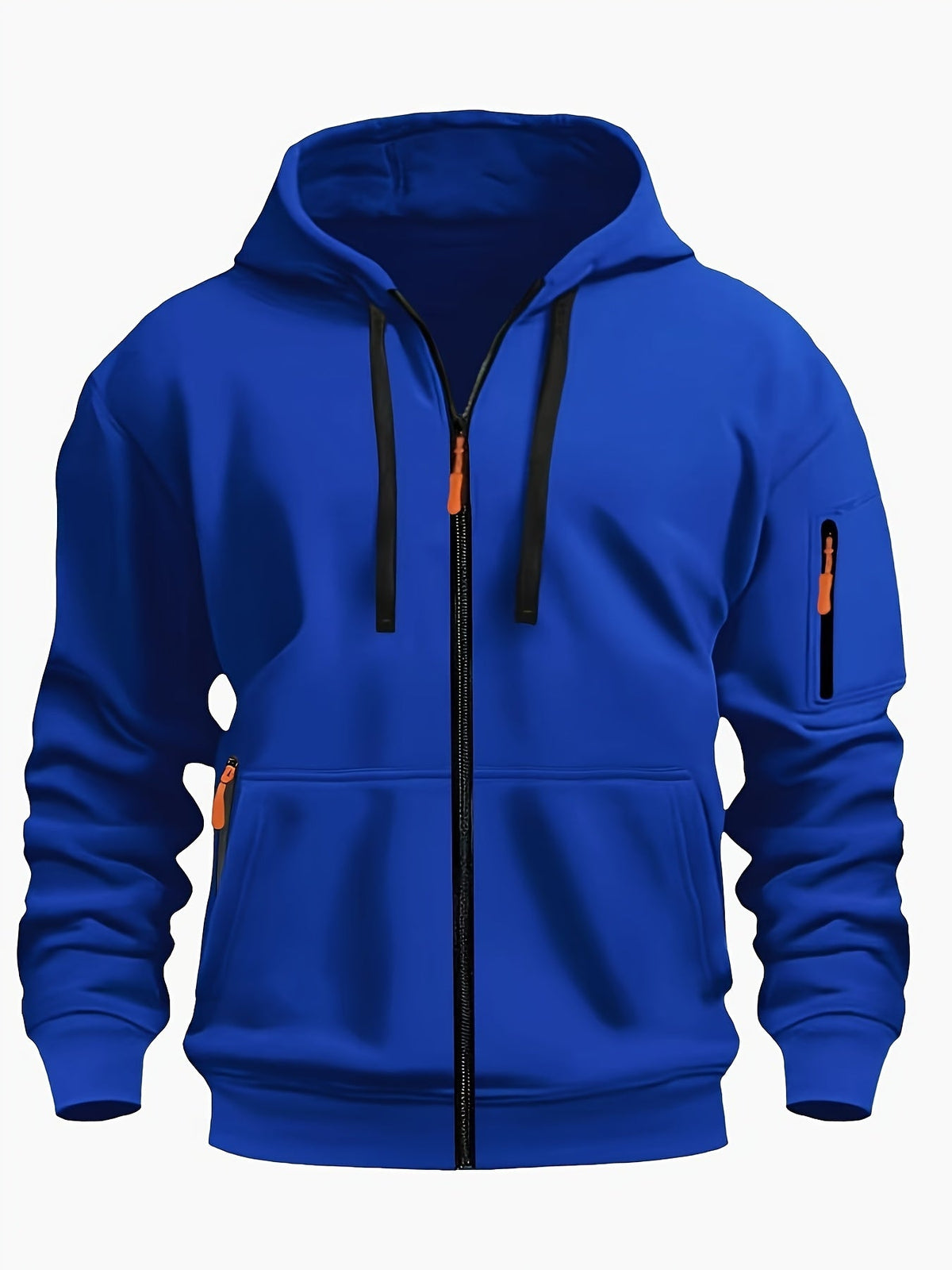 Men's Hooded Jacket with Zip-Up Front & Multi-Pocket Design