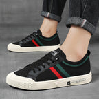 Men's Striped Canvas Sneakers — Griffin Lace-Up Low-Top Casual