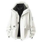 Ivory Women's Outdoor Jacket with Detachable Fleece Liner & Adjustable Hood - Front Open Studio