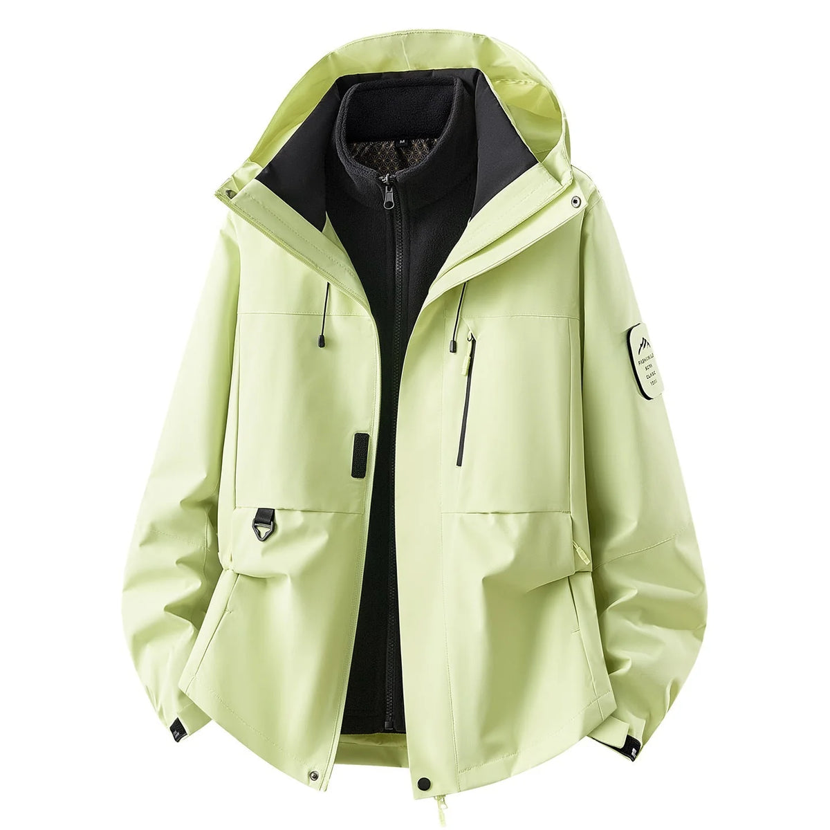 Women's Outdoor Jacket with Detachable Fleece Liner & Adjustable Hood