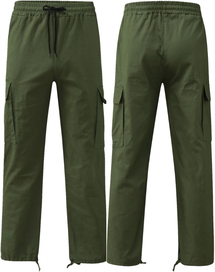 Men's Cargo Pants with Adjustable Waist & Multiple Pockets