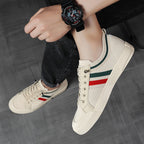 Men's Striped Canvas Sneakers — Griffin Lace-Up Low-Top Casual