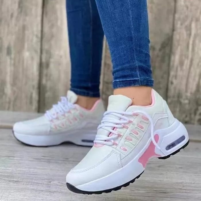 Multicolor Women's Chunky Sole Sneakers — Violetta Lace-Up Platform Lightweight