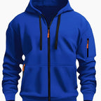 Royal Blue Men's Hooded Jacket with Zip-Up Front & Multi-Pocket Design
