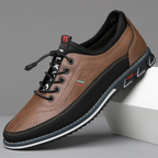 Dark Brown Brown Men's Leather Oxford Shoes — Alfie Lace-Up Cushioned Slip-Resistant