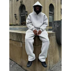 Men's Oversized Tracksuit with Drawstring Hood & Ribbed Cuffs