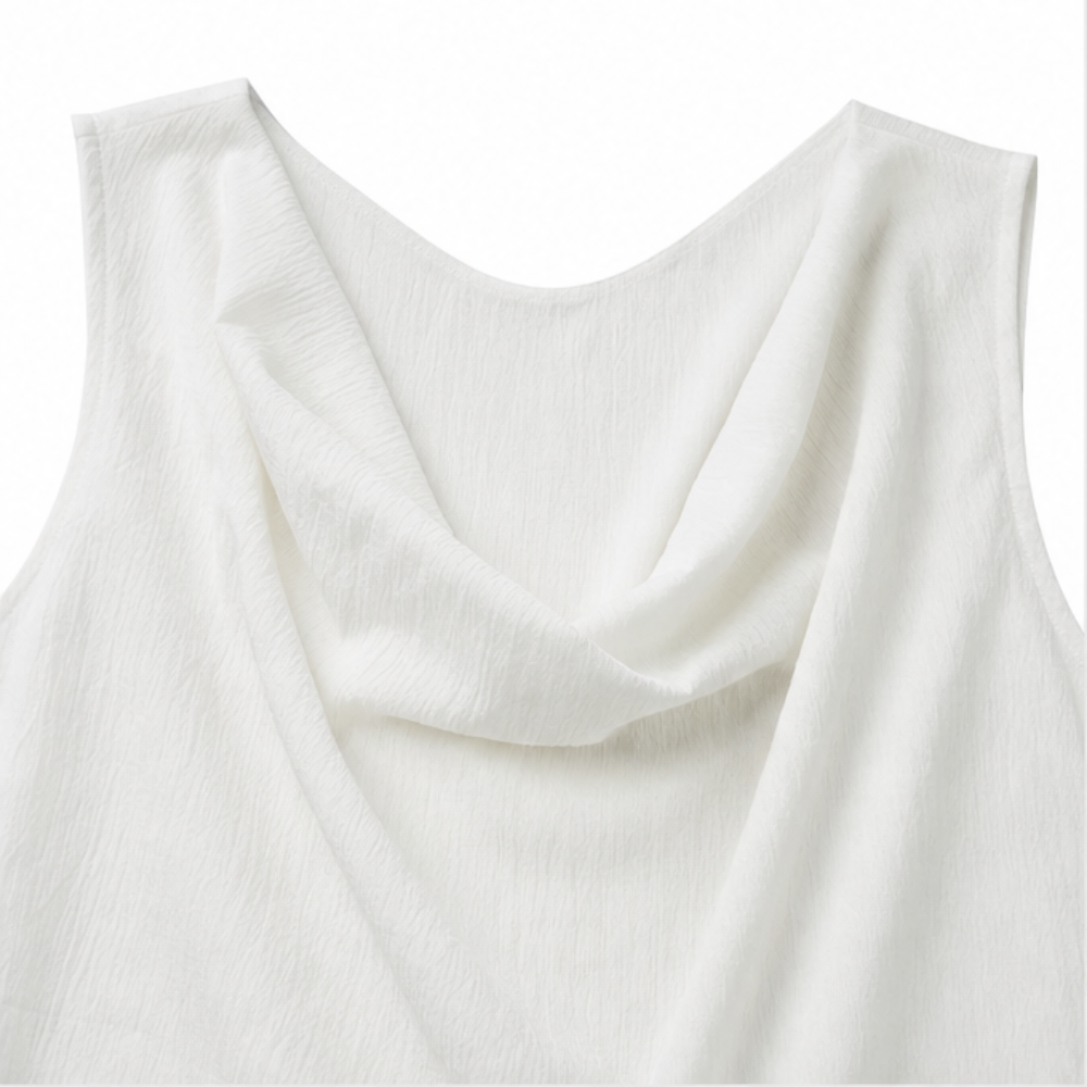 Women's Sleeveless Cowl Neck Mini Dress — Hazel Pocketed Slim-Fit Shift