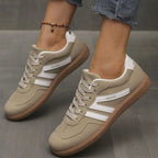 Khaki Women's Orthopedic Sneakers with Wide Toe Box & Lace-Up Design