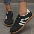 Black Women's Orthopedic Sneakers with Wide Toe Box & Lace-Up Design