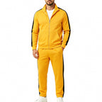 Yellow Men's Tracksuit Set with Zip-Up Jacket & Relaxed Jogger Pants