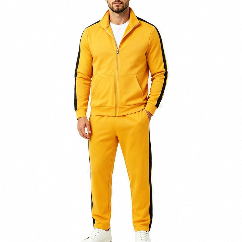 Yellow Men's Tracksuit Set with Zip-Up Jacket & Relaxed Jogger Pants