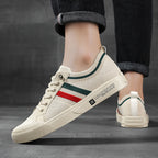 Men's Striped Canvas Sneakers — Griffin Lace-Up Low-Top Casual