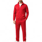 Vivid red Men's Tracksuit Set with Zip-Up Jacket & Relaxed Jogger Pants