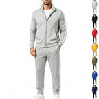 Light Gray Men's Tracksuit Set with Zip-Up Jacket & Relaxed Jogger Pants