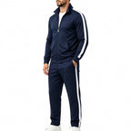 Navy Blue Men's Tracksuit Set with Zip-Up Jacket & Relaxed Jogger Pants