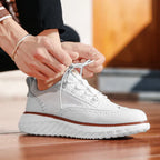 Men's Woven Leather Brogue Sneakers — Jenny Cushioned Lightweight Lace-Up