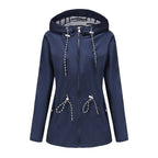 Dark Blue Blue Women's Rain Jacket With Hood — Scarlett Everyday Waterproof Parka