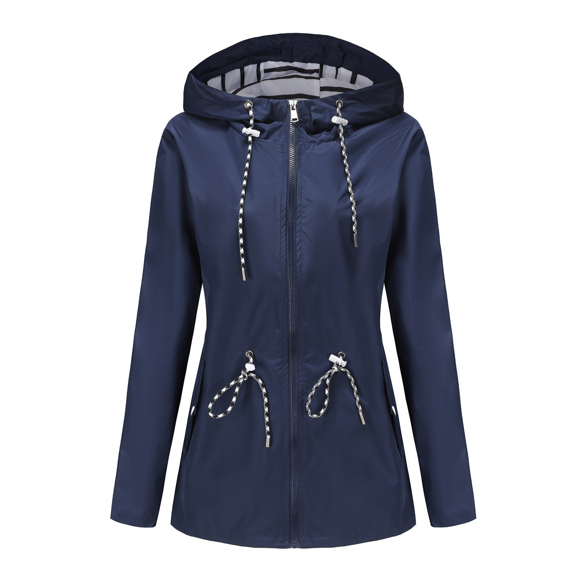 Dark Blue Blue Women's Rain Jacket With Hood — Scarlett Everyday Waterproof Parka