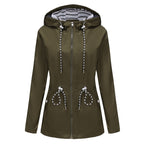 Green Women's Rain Jacket With Hood — Scarlett Everyday Waterproof Parka