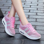 Pink Women's Mesh Sneakers with Lace-Up Closure & Air Cushion Sole
