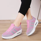 Women's Mesh Sneakers with Lace-Up Closure & Air Cushion Sole