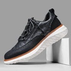 Men's Woven Leather Brogue Sneakers — Jenny Cushioned Lightweight Lace-Up