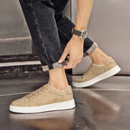 Men's Camo Print Lace-Up Sneakers — Sylvia Leather Low-Top Casual