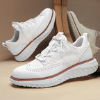 Men's Woven Leather Brogue Sneakers — Jenny Cushioned Lightweight Lace-Up