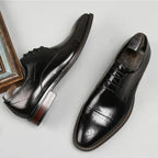 Men's Handcrafted Cap-Toe Oxford Shoes — Thomas Leather Brogue Lace-Up
