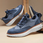 Men's Woven Leather Brogue Sneakers — Jenny Cushioned Lightweight Lace-Up