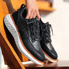 Men's Woven Leather Brogue Sneakers — Jenny Cushioned Lightweight Lace-Up