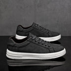 Men's Camo Print Lace-Up Sneakers — Sylvia Leather Low-Top Casual
