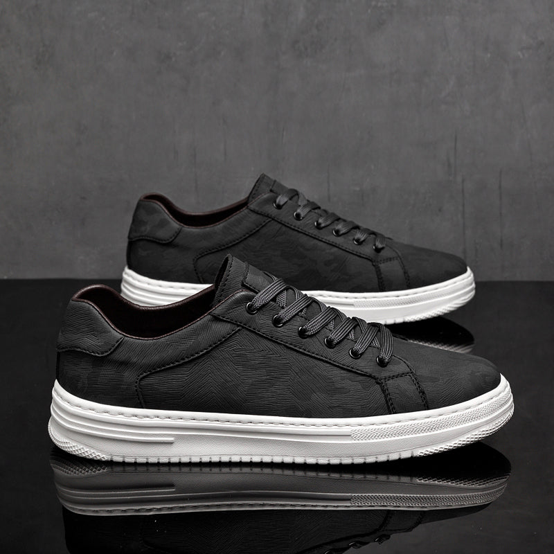 Men's Camo Print Lace-Up Sneakers — Sylvia Leather Low-Top Casual