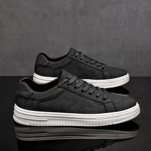 Men's Camo Print Lace-Up Sneakers — Sylvia Leather Low-Top Casual