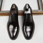 Men's Handcrafted Cap-Toe Oxford Shoes — Thomas Leather Brogue Lace-Up