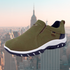 Green Men's Suede Walking Shoes — Silas Cushioned Slip-On Lightweight