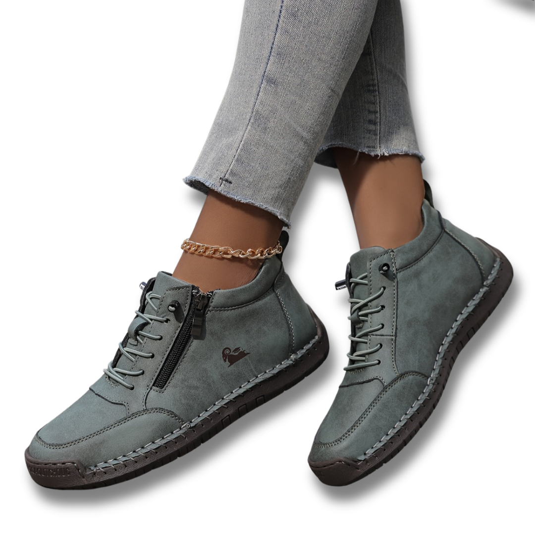 Women's Orthopedic Comfort Shoes with Lace-Up Zipper Ankle Design