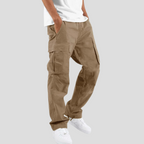 Men's Cargo Trousers with Tapered Leg & Multiple Pockets