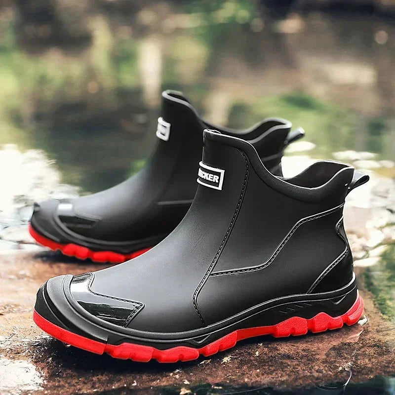 Multicolor Women's Ankle Rain Boots — Ivy Cushioned Waterproof Slip-On - Side Pair Outdoor