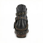 Women's Vintage Chain Boots with Studded Straps & Buckle Detail — Kate