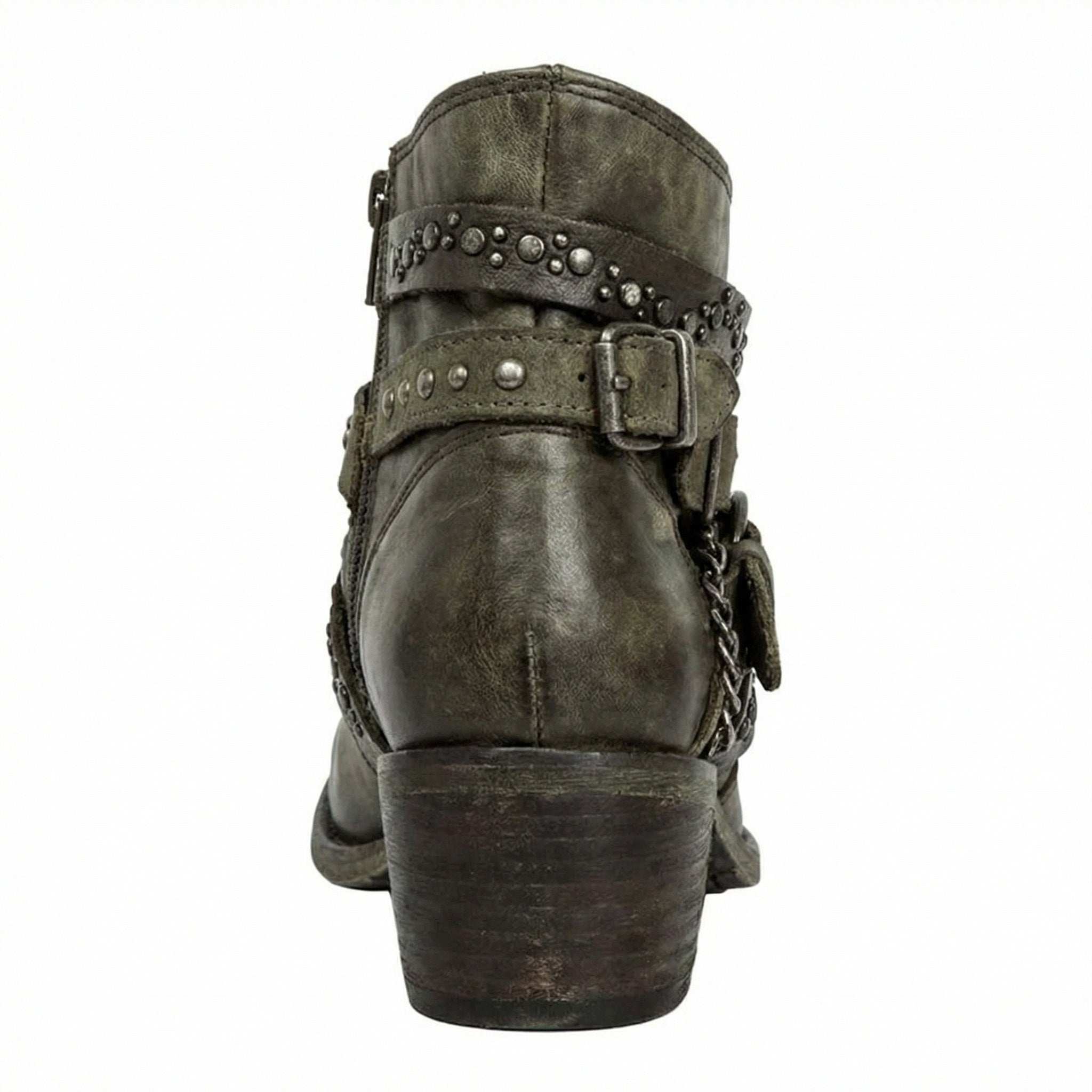 Women's Vintage Chain Boots with Studded Straps & Buckle Detail — Kate