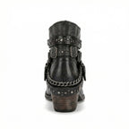 Women's Vintage Chain Boots with Studded Straps & Buckle Detail — Kate