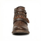 Women's Vintage Chain Boots with Studded Straps & Buckle Detail — Kate