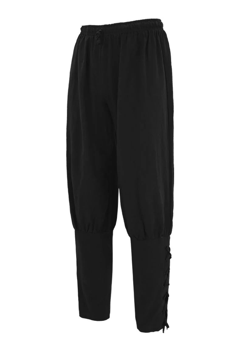 Pirate pants Black Men's Baroque Ruffle Shirt with Stand-Up Collar & Lace Cuffs