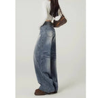 Blue Women's High Waist Barrel Leg Jeans — Ingrid Everyday Wide-Leg Washed - Back Full