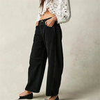Women's High-Waisted Barrel Leg Jeans — Dot Denim Curved-Seam Relaxed