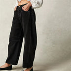 Women's High-Waisted Barrel Leg Jeans — Dot Denim Curved-Seam Relaxed