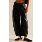 Women's High-Waisted Barrel Leg Jeans — Dot Denim Curved-Seam Relaxed